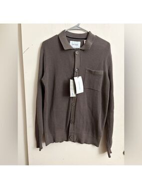 Method Polo Cardigan Sweater Holborn Cotton Button Front Quiet Luxury Size S NWT